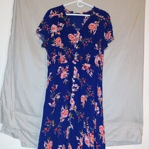 Chic Navy Floral Midi Dress